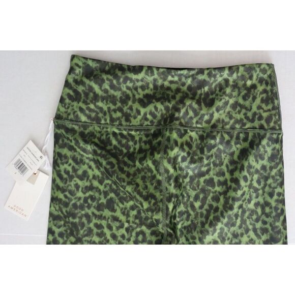 Good American GP0672 Women Sz 2 Pesto Green Leopard Core Power 7/8 Leggings $131 - Picture 5 of 7